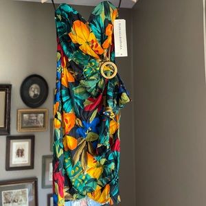 Vintage Barbara Barbara Strapless Deadstock Dress Farm Rio Faux Wrap